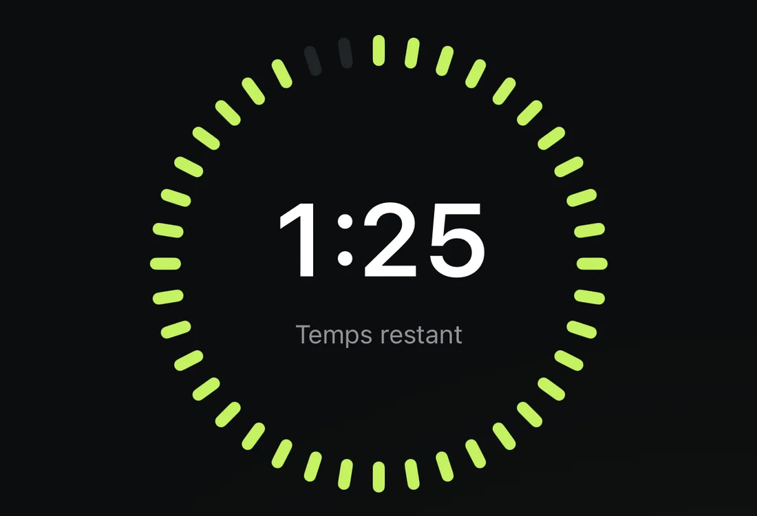 Minuteur de repos circulaire d’Aven affichant 1:25